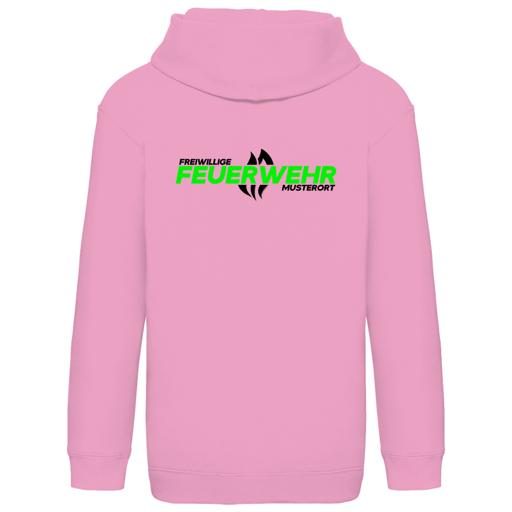 Kinder Hoodie - Flamme Freiwillige Feuerwehr Grün [Personalisierbar]
