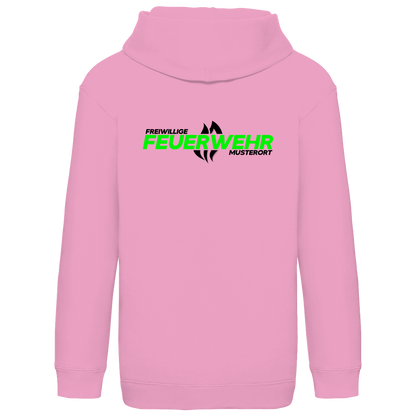 Kinder Hoodie - Flamme Freiwillige Feuerwehr Grün [Personalisierbar]