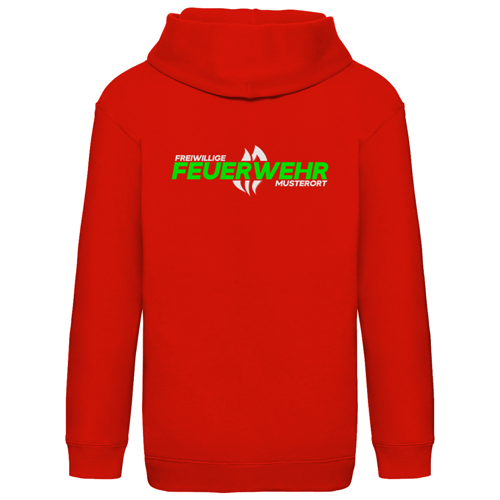 Kinder Hoodie - Flamme Freiwillige Feuerwehr Grün [Personalisierbar]