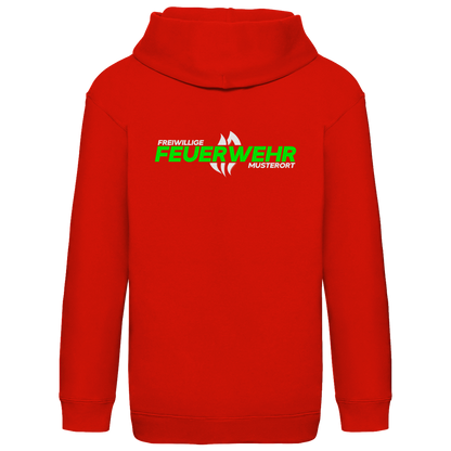 Kinder Hoodie - Flamme Freiwillige Feuerwehr Grün [Personalisierbar]