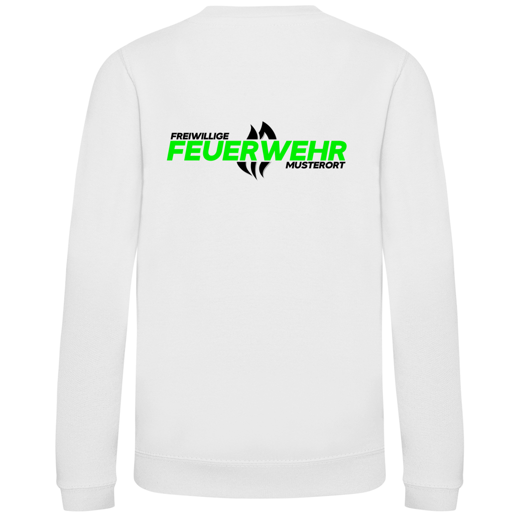 Kinder Sweatshirt - Flamme Freiwillige Feuerwehr Grün [Personalisierbar]