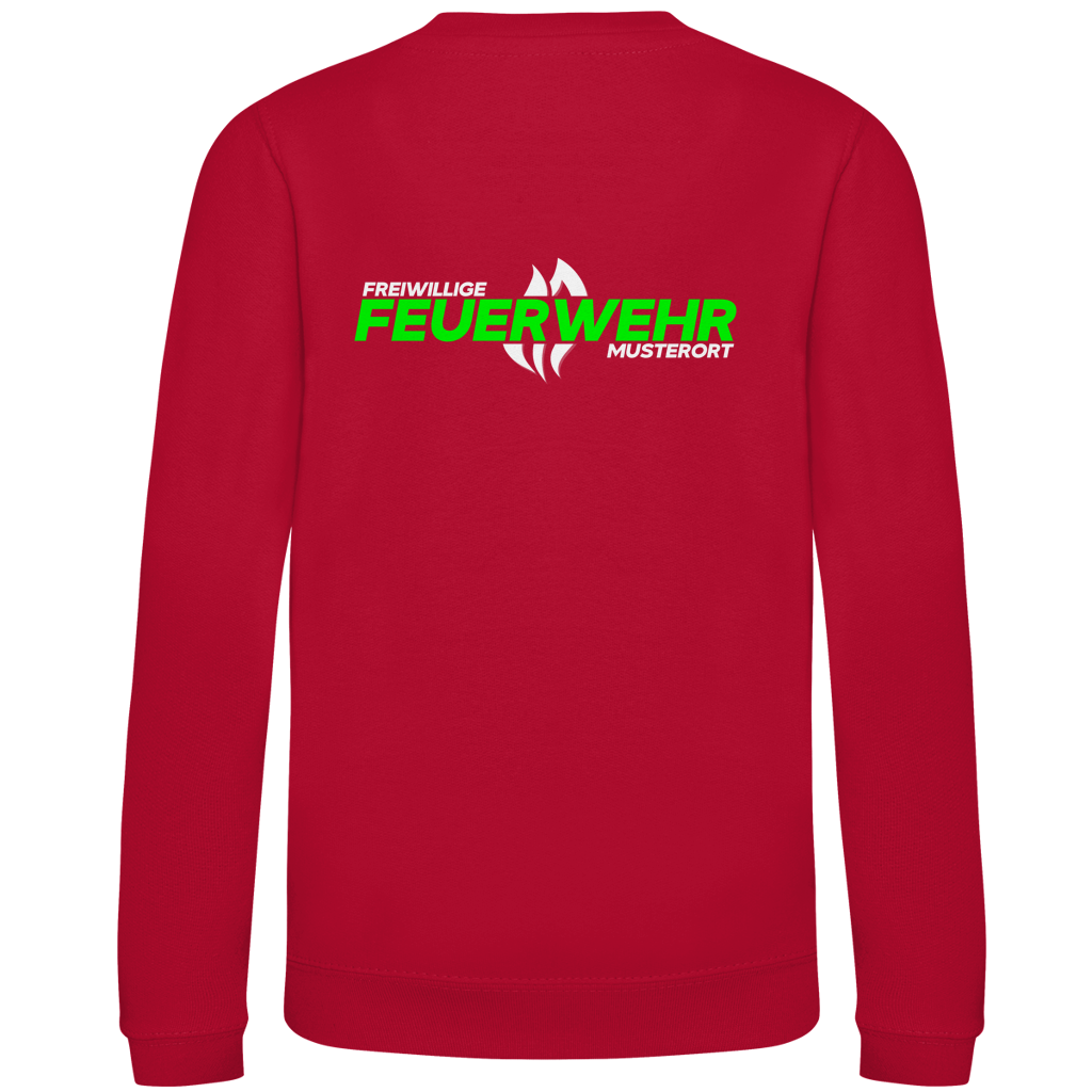 Kinder Sweatshirt - Flamme Freiwillige Feuerwehr Grün [Personalisierbar]