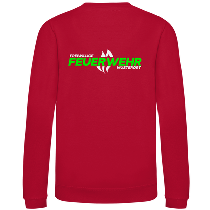 Kinder Sweatshirt - Flamme Freiwillige Feuerwehr Grün [Personalisierbar]