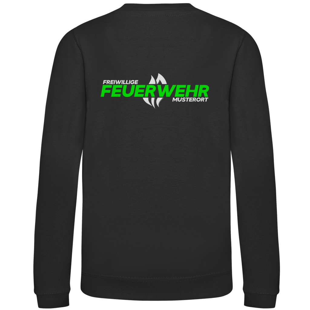 Kinder Sweatshirt - Flamme Freiwillige Feuerwehr Grün [Personalisierbar]