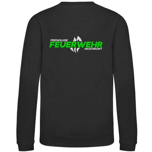 Kinder Sweatshirt - Flamme Freiwillige Feuerwehr Grün [Personalisierbar]