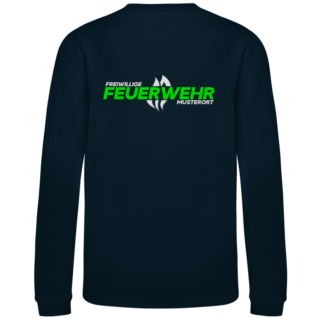 Kinder Sweatshirt - Flamme Freiwillige Feuerwehr Grün [Personalisierbar]