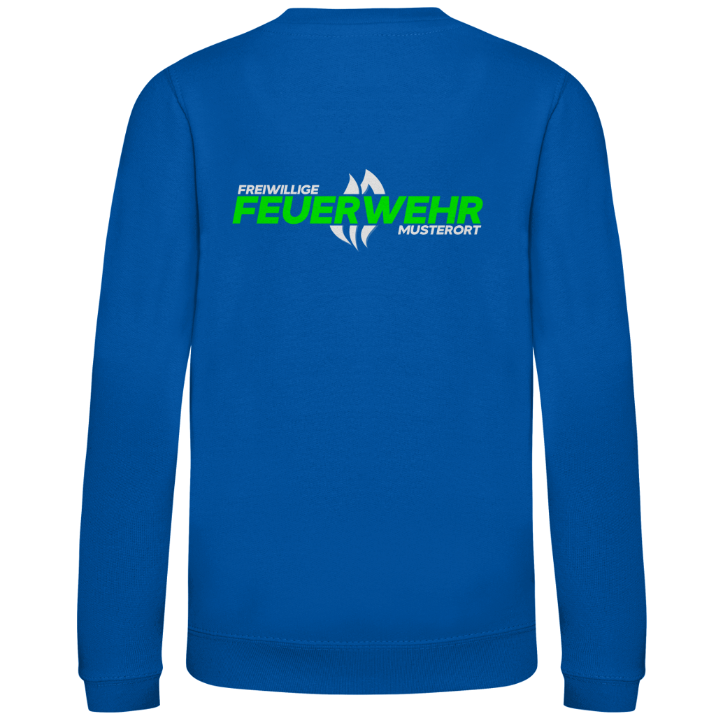 Kinder Sweatshirt - Flamme Freiwillige Feuerwehr Grün [Personalisierbar]