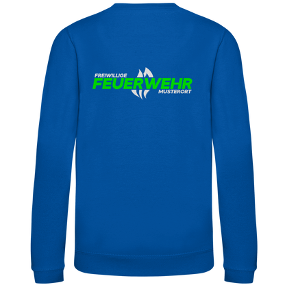Kinder Sweatshirt - Flamme Freiwillige Feuerwehr Grün [Personalisierbar]