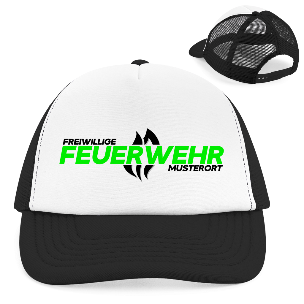 Retro Trucker Cap - Flamme Freiwillige Feuerwehr Grün [Personalisierbar]