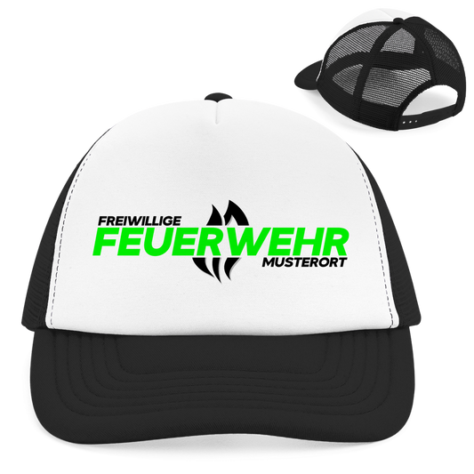Retro Trucker Cap - Flamme Freiwillige Feuerwehr Grün [Personalisierbar]