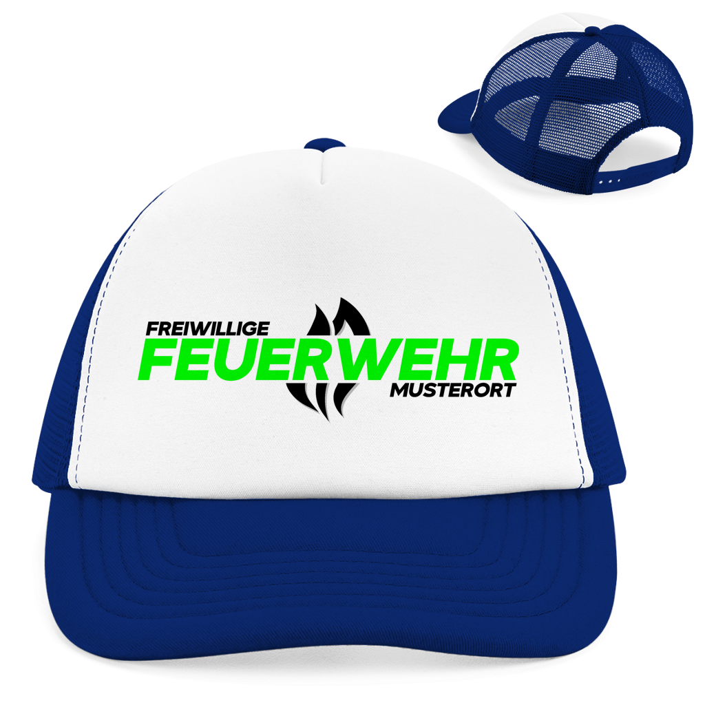 Retro Trucker Cap - Flamme Freiwillige Feuerwehr Grün [Personalisierbar]