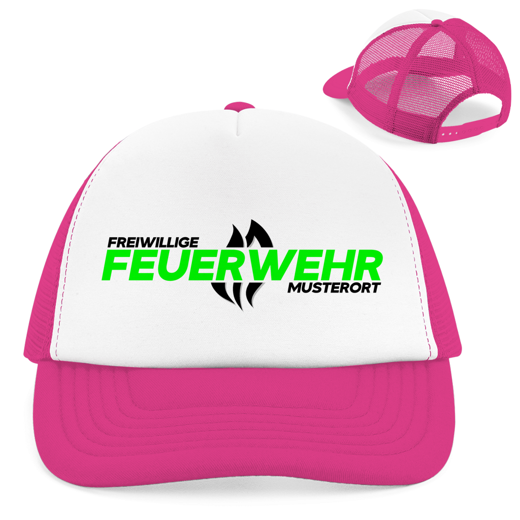Retro Trucker Cap - Flamme Freiwillige Feuerwehr Grün [Personalisierbar]