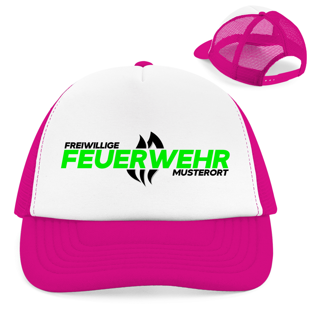 Retro Trucker Cap - Flamme Freiwillige Feuerwehr Grün [Personalisierbar]