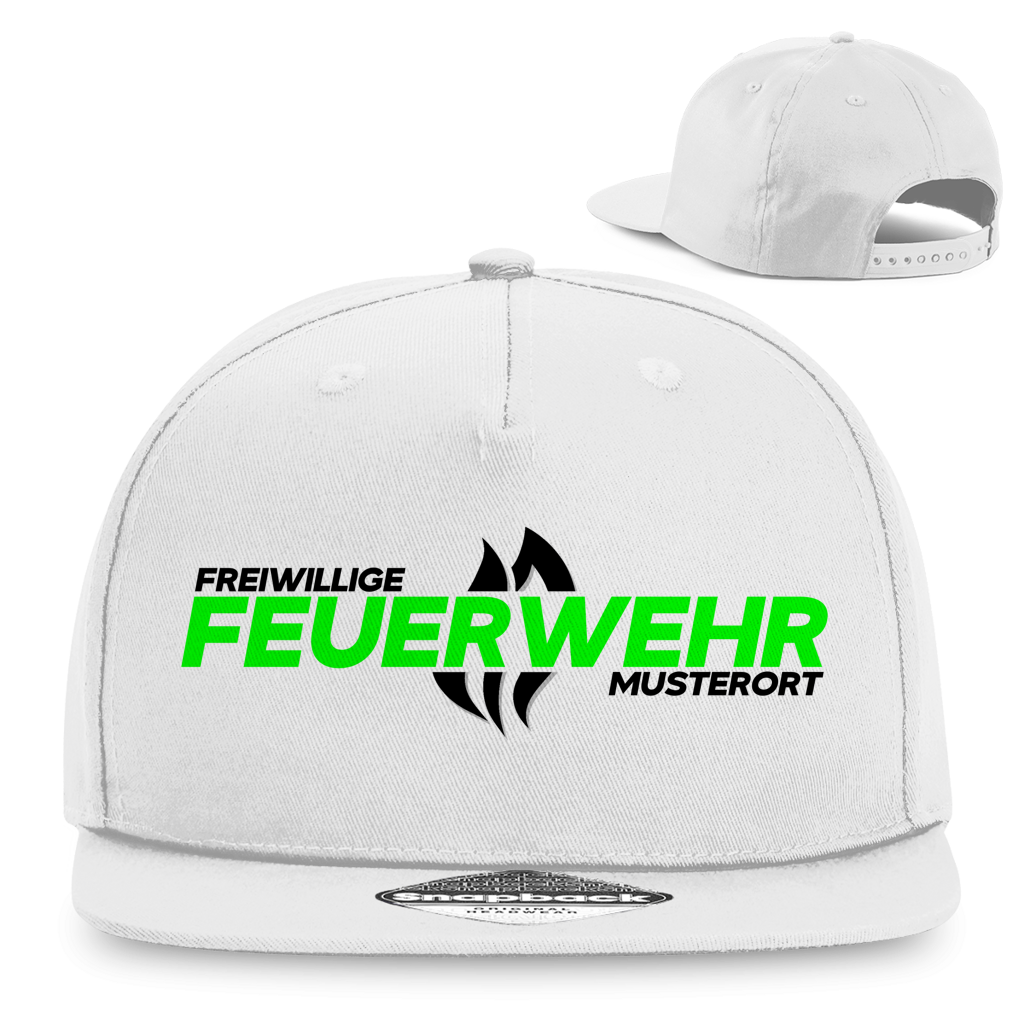 Snapback Rapper Cap - Flamme Freiwillige Feuerwehr Grün [Personalisierbar]
