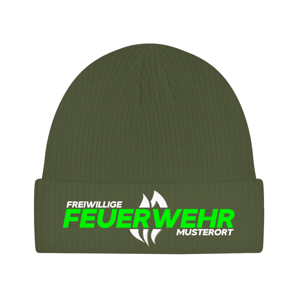 Beanie - Flamme Freiwillige Feuerwehr Grün [Personalisierbar]