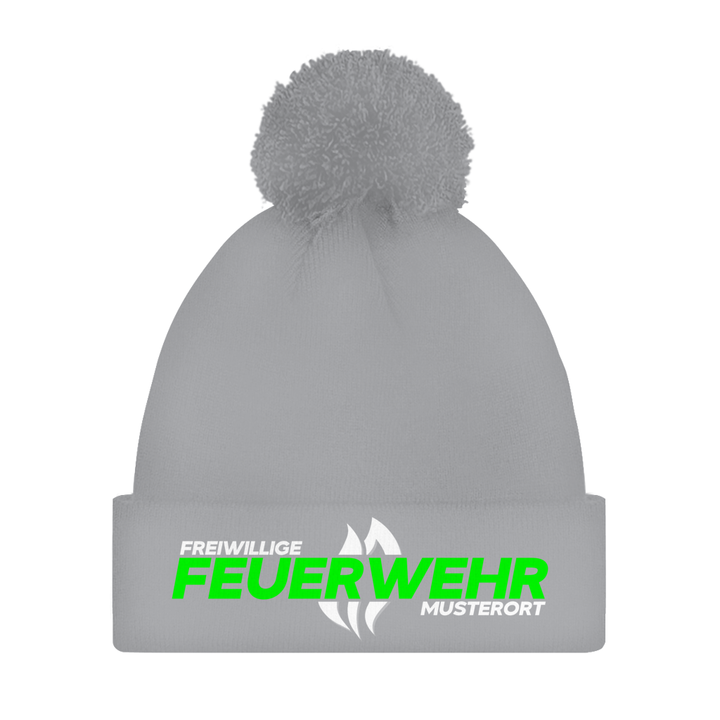 Bommelmütze - Flamme Freiwillige Feuerwehr Grün [Personalisierbar]
