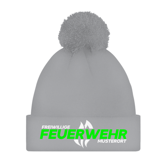 Bommelmütze - Flamme Freiwillige Feuerwehr Grün [Personalisierbar]