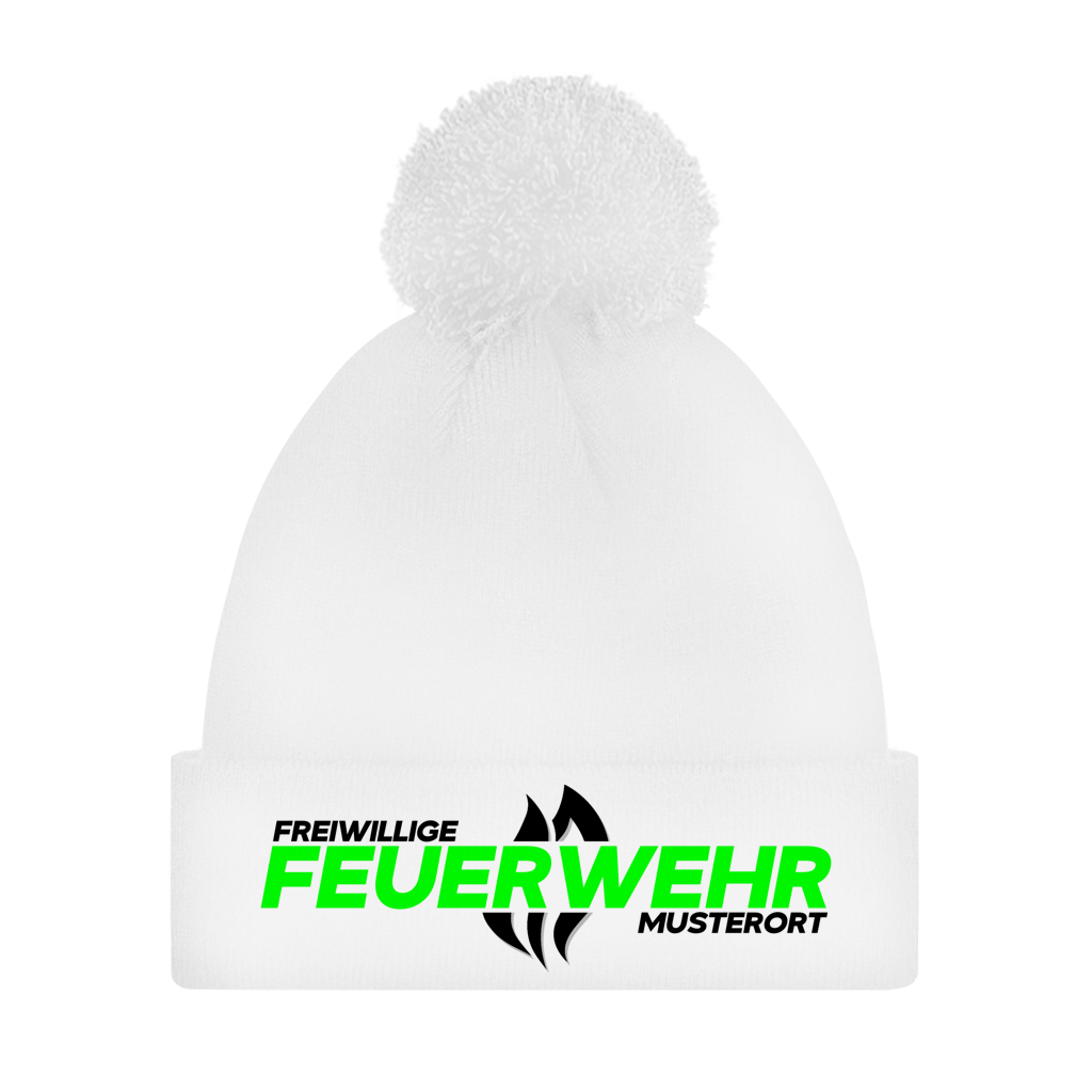 Bommelmütze - Flamme Freiwillige Feuerwehr Grün [Personalisierbar]