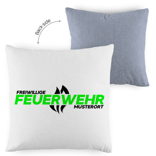 Kopfkissen zweifarbig - Flamme Freiwillige Feuerwehr Grün [Personalisierbar]