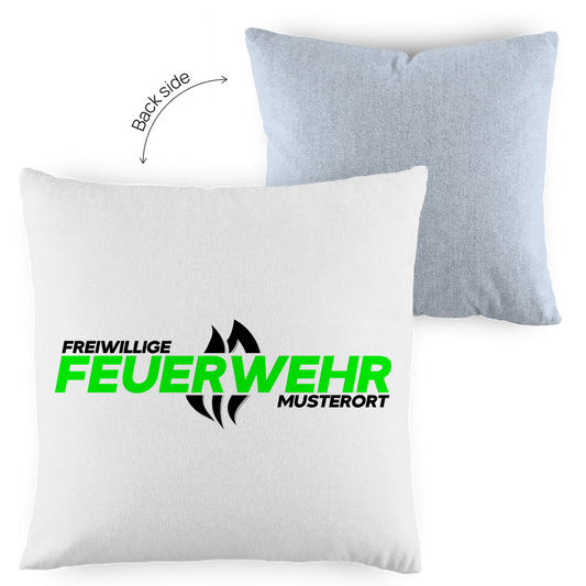 Kopfkissen zweifarbig - Flamme Freiwillige Feuerwehr Grün [Personalisierbar]