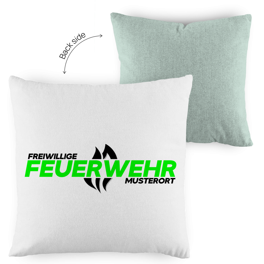 Kopfkissen zweifarbig - Flamme Freiwillige Feuerwehr Grün [Personalisierbar]