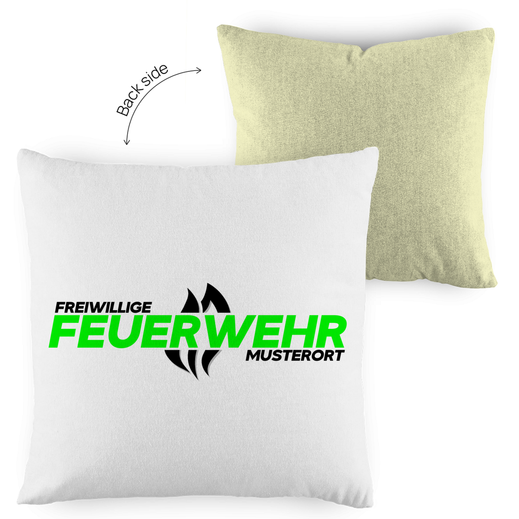 Kopfkissen zweifarbig - Flamme Freiwillige Feuerwehr Grün [Personalisierbar]