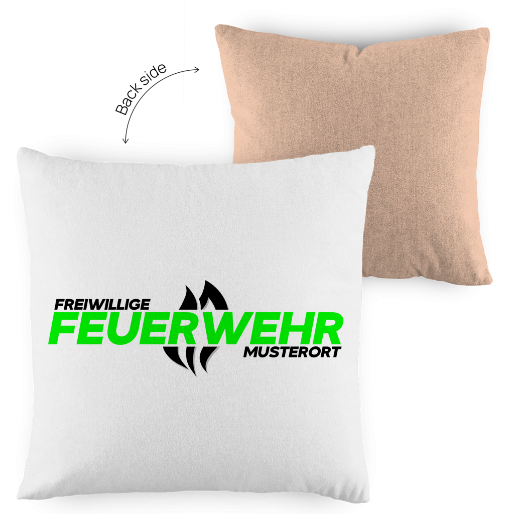Kopfkissen zweifarbig - Flamme Freiwillige Feuerwehr Grün [Personalisierbar]