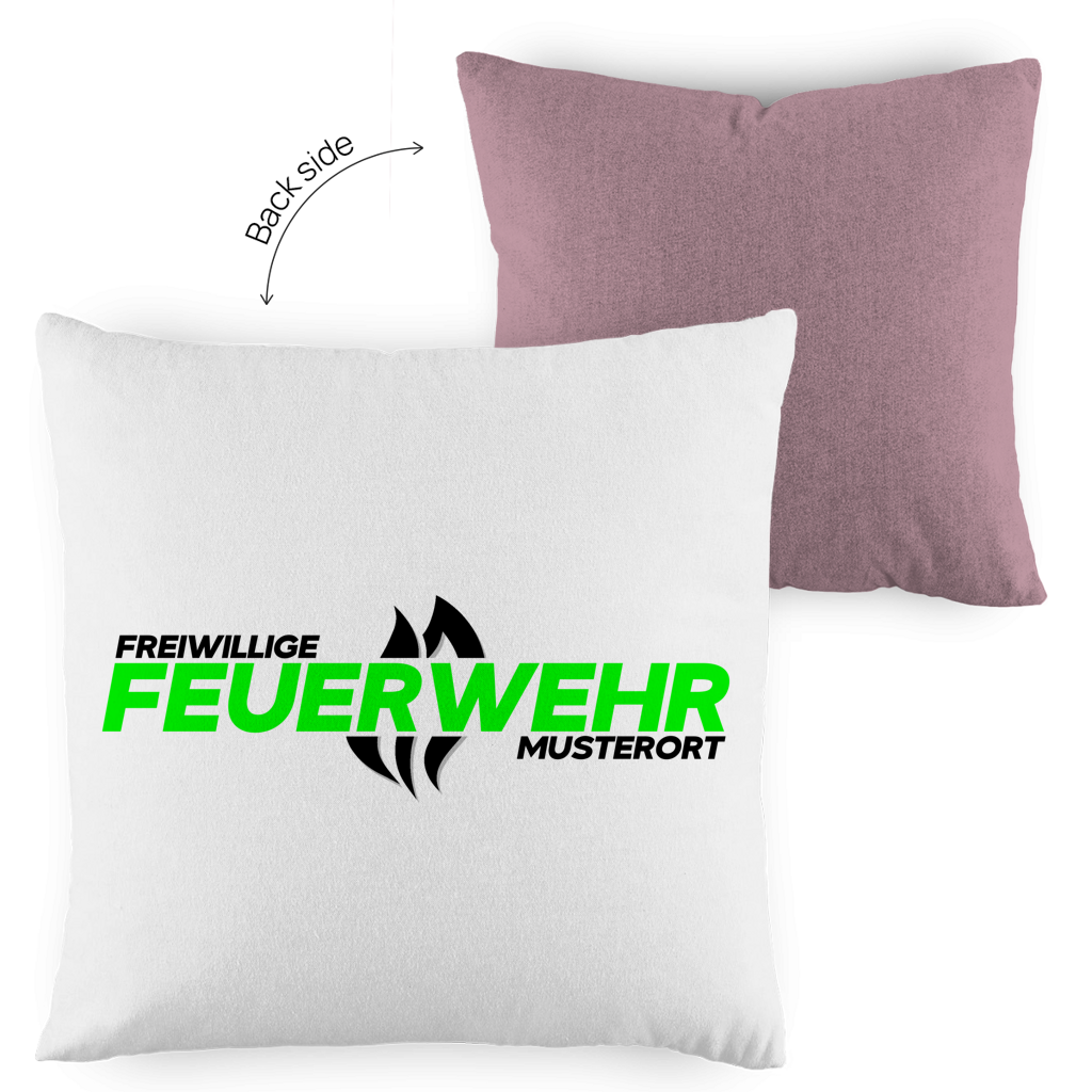 Kopfkissen zweifarbig - Flamme Freiwillige Feuerwehr Grün [Personalisierbar]