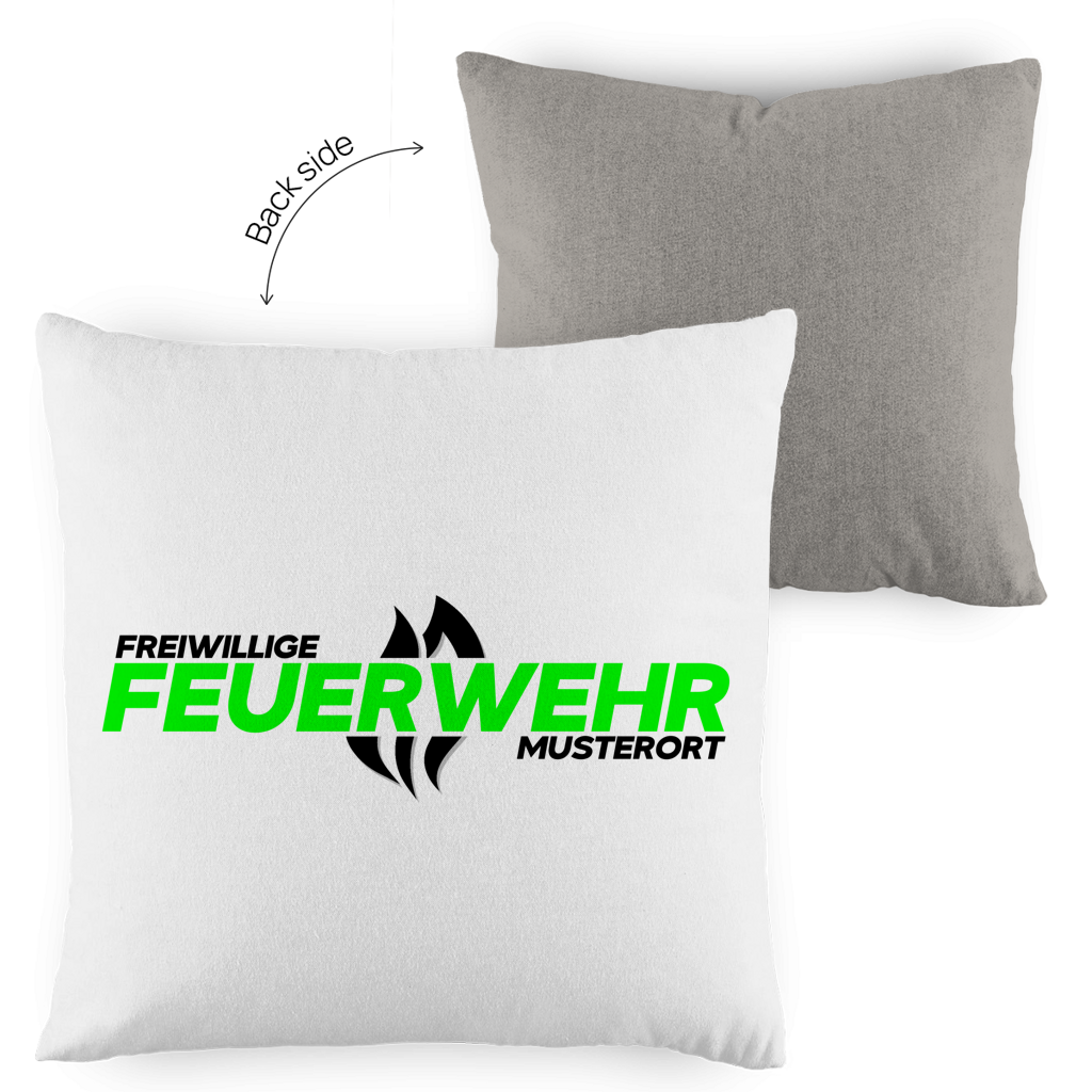Kopfkissen zweifarbig - Flamme Freiwillige Feuerwehr Grün [Personalisierbar]