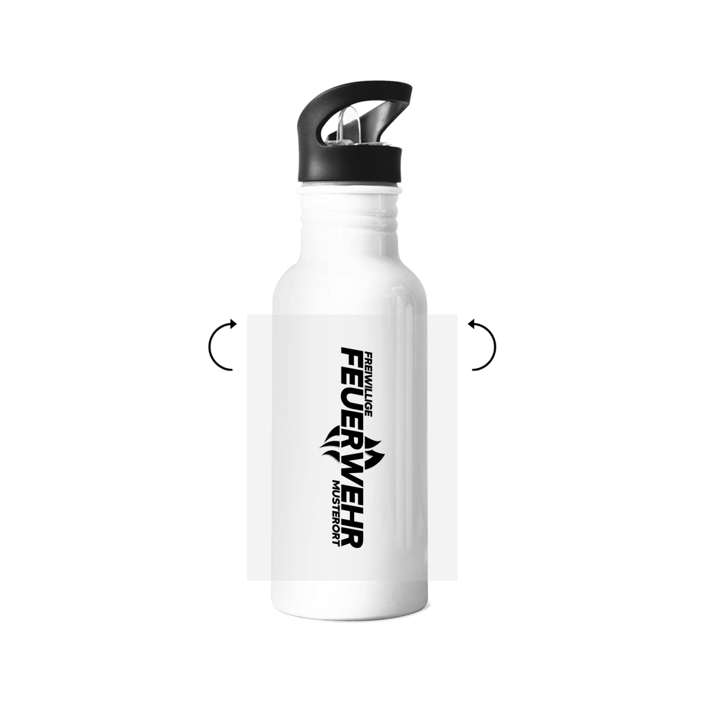 Edelstahl-Trinkflasche - Flamme Freiwillige Feuerwehr Schwarz [Personalisierbar]