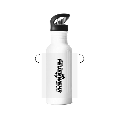 Edelstahl-Trinkflasche - Flamme Freiwillige Feuerwehr Schwarz [Personalisierbar]