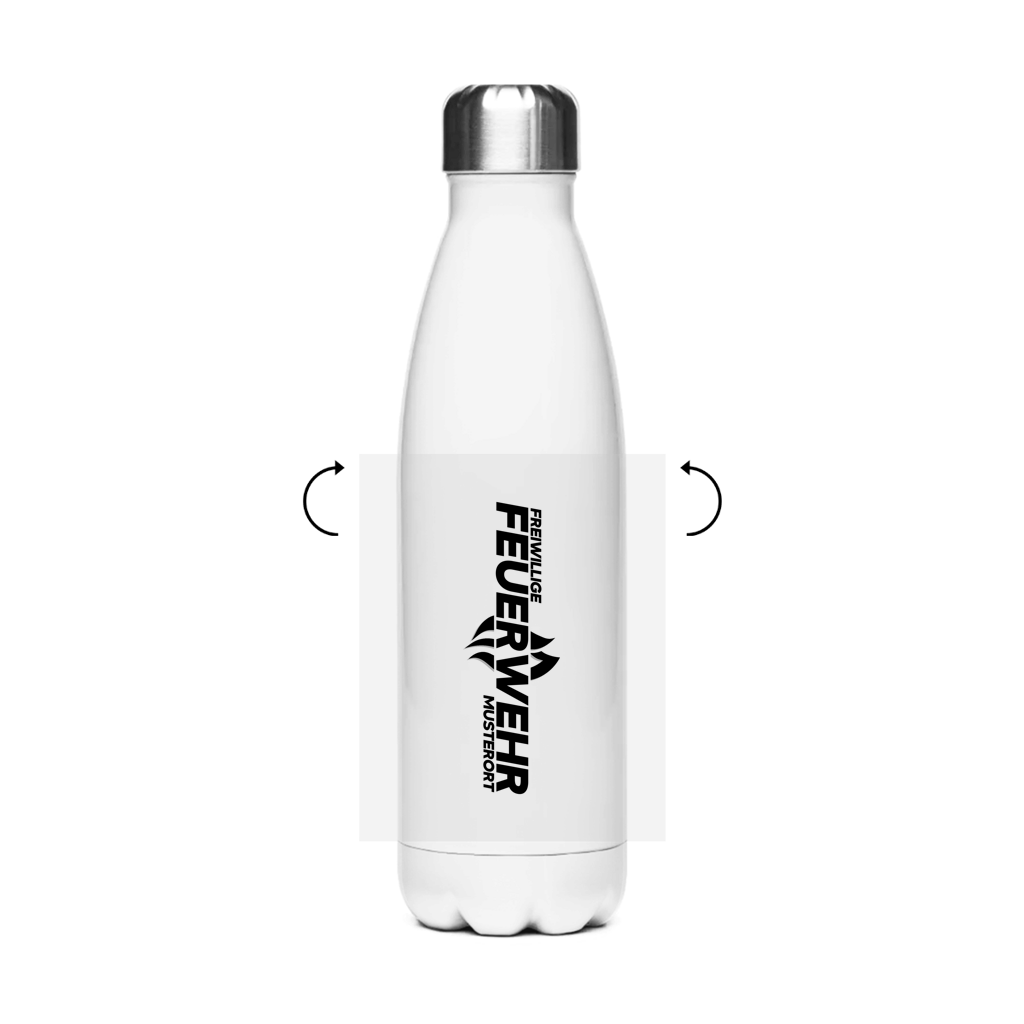Edelstahl-Thermoflasche - Flamme Freiwillige Feuerwehr Schwarz [Personalisierbar]
