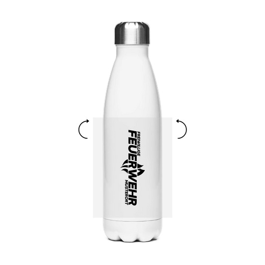 Edelstahl-Thermoflasche - Flamme Freiwillige Feuerwehr Schwarz [Personalisierbar]