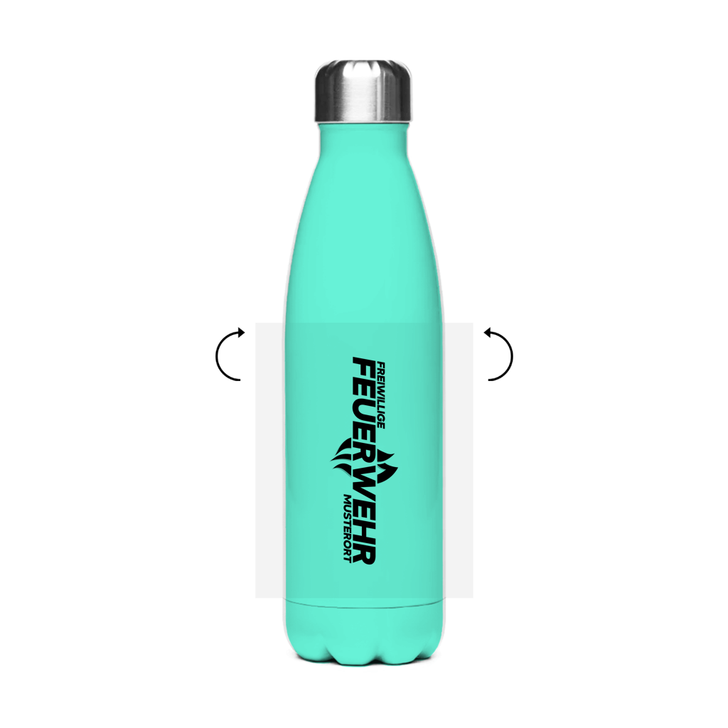Edelstahl-Thermoflasche - Flamme Freiwillige Feuerwehr Schwarz [Personalisierbar]