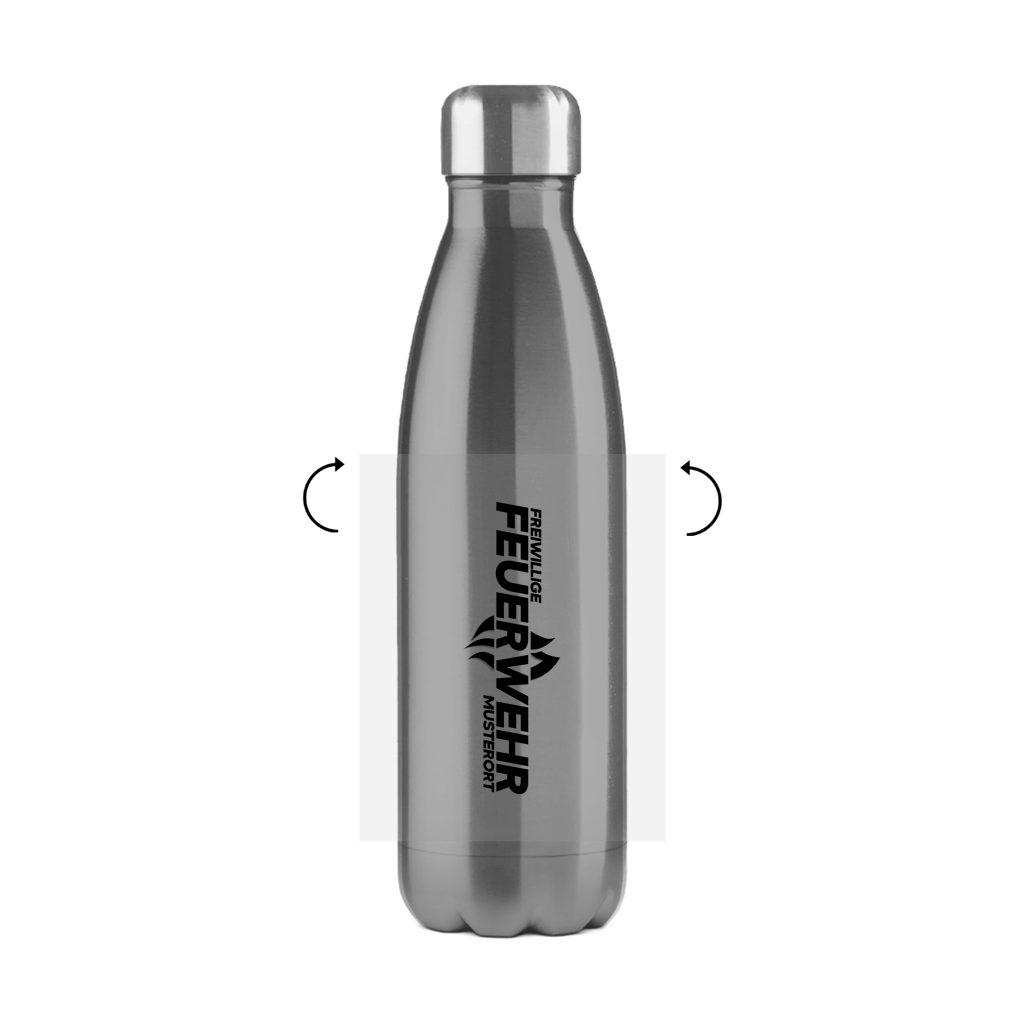 Edelstahl-Thermoflasche - Flamme Freiwillige Feuerwehr Schwarz [Personalisierbar]