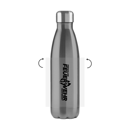 Edelstahl-Thermoflasche - Flamme Freiwillige Feuerwehr Schwarz [Personalisierbar]