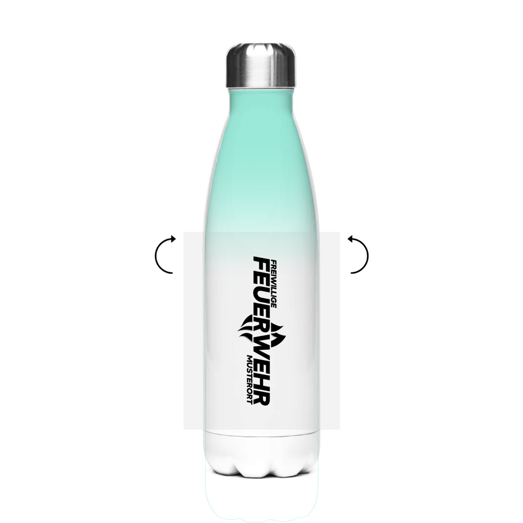 Edelstahl-Thermoflasche - Flamme Freiwillige Feuerwehr Schwarz [Personalisierbar]