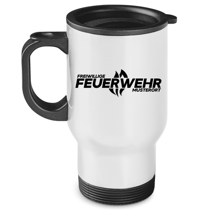 Edelstahl-Thermobecher - Flamme Freiwillige Feuerwehr Schwarz [Personalisierbar]