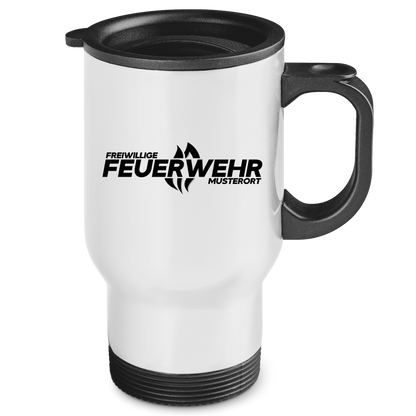 Edelstahl-Thermobecher - Flamme Freiwillige Feuerwehr Schwarz [Personalisierbar]