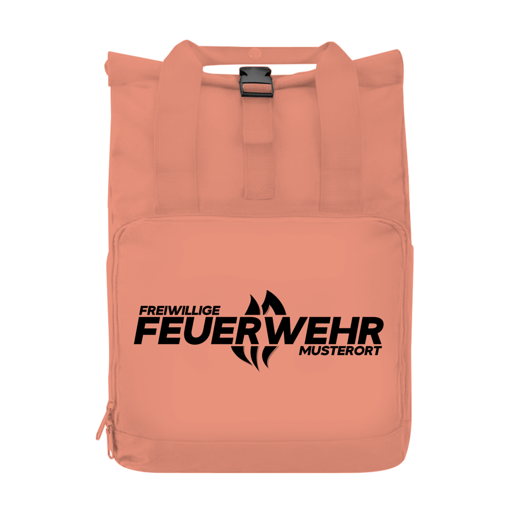 Rucksack mit Seitentasche - Flamme Freiwillige Feuerwehr Schwarz [Personalisierbar]