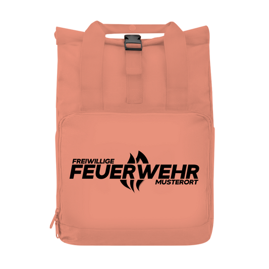 Rucksack mit Seitentasche - Flamme Freiwillige Feuerwehr Schwarz [Personalisierbar]