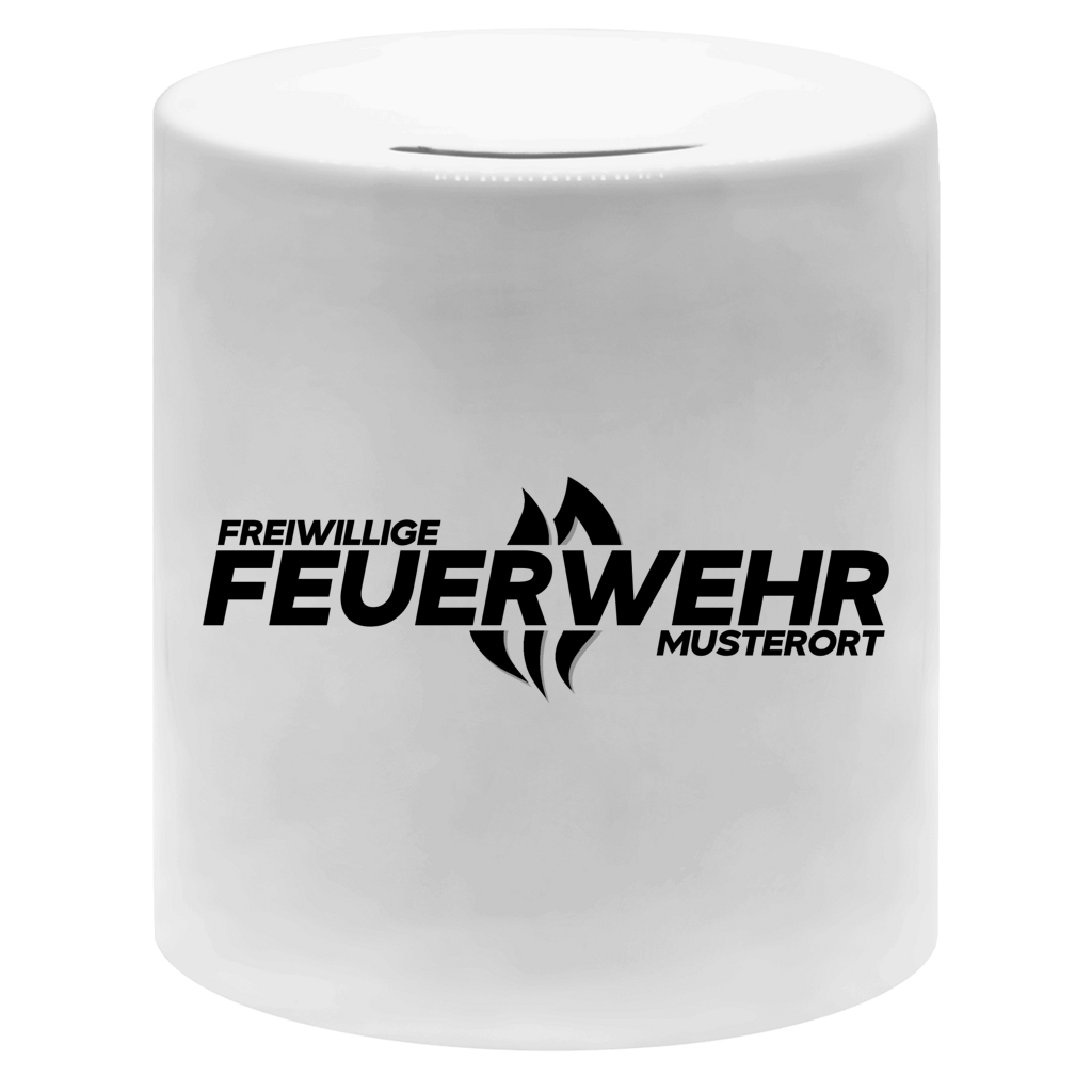 Spardose - Flamme Freiwillige Feuerwehr Schwarz [Personalisierbar]