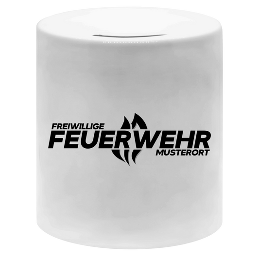 Spardose - Flamme Freiwillige Feuerwehr Schwarz [Personalisierbar]