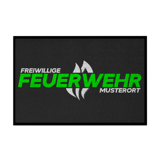 Fußmatte - Flamme Freiwillige Feuerwehr Grün [Personalisierbar]