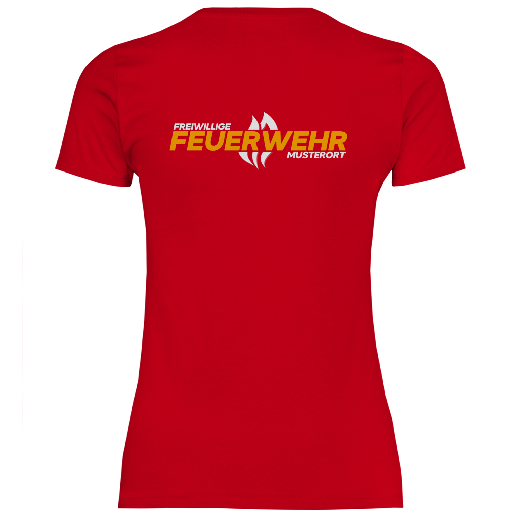 Damen T-Shirt - Flamme Freiwillige Feuerwehr Gelb [Personalisierbar]