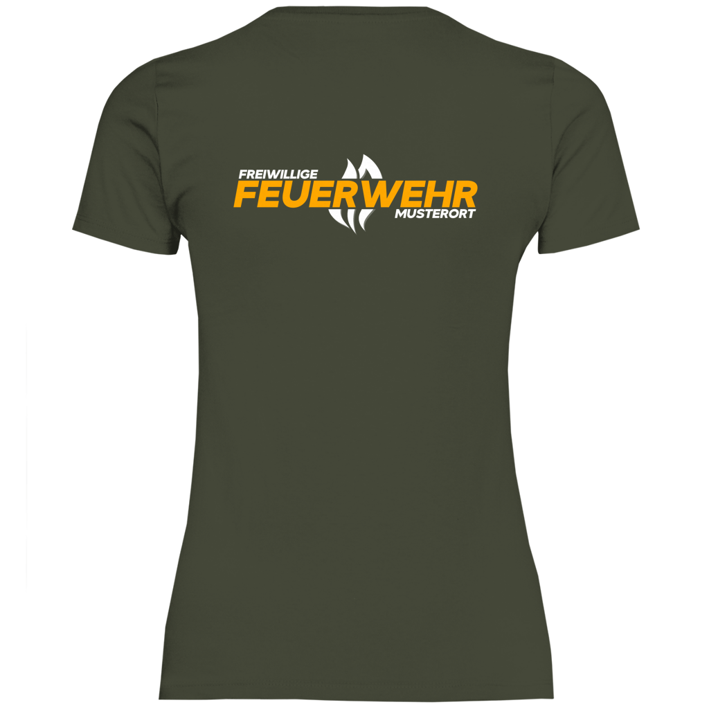 Damen T-Shirt - Flamme Freiwillige Feuerwehr Gelb [Personalisierbar]
