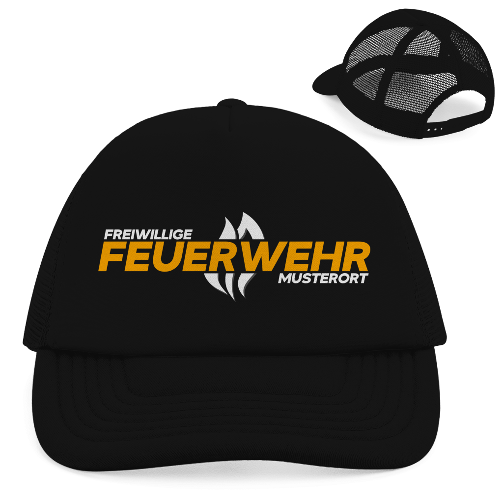 Retro Trucker Cap - Flamme Freiwillige Feuerwehr Gelb [Personalisierbar]