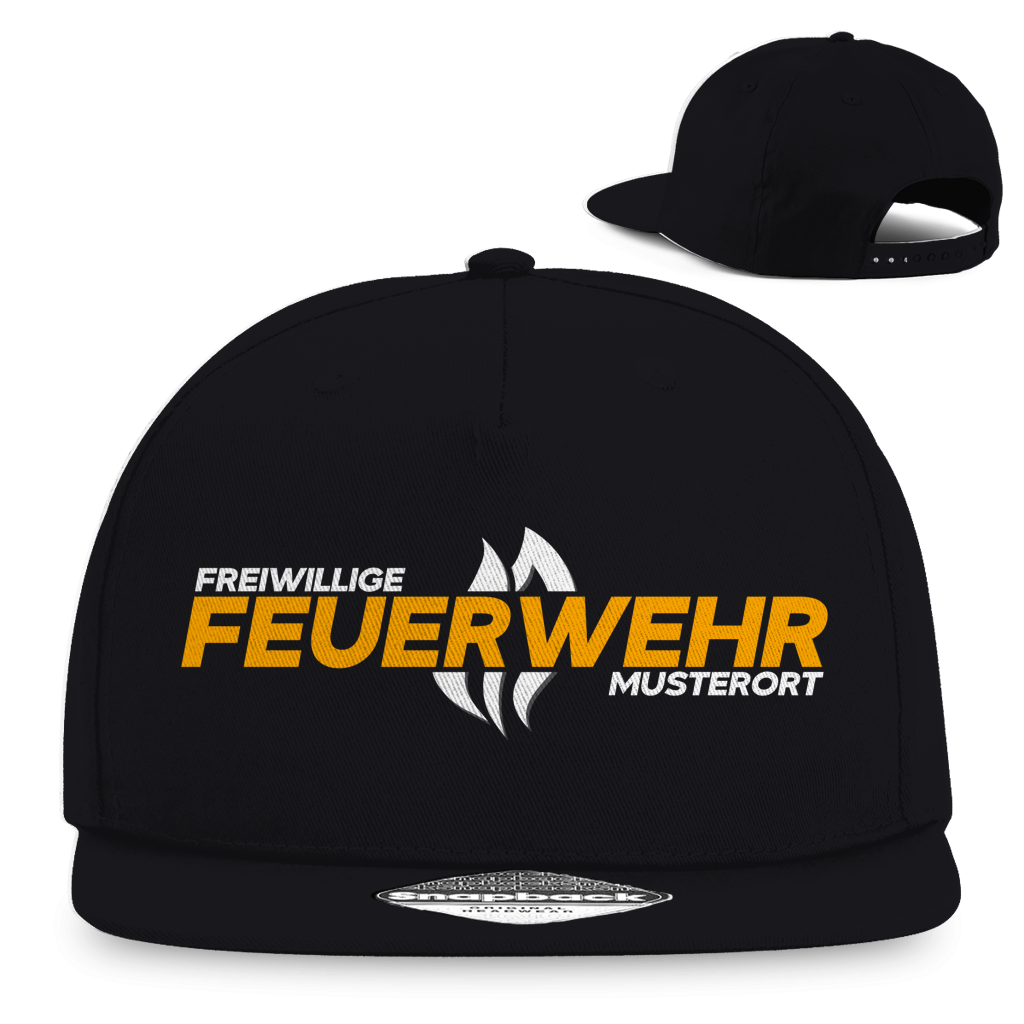 Snapback Rapper Cap - Flamme Freiwillige Feuerwehr Gelb [Personalisierbar]