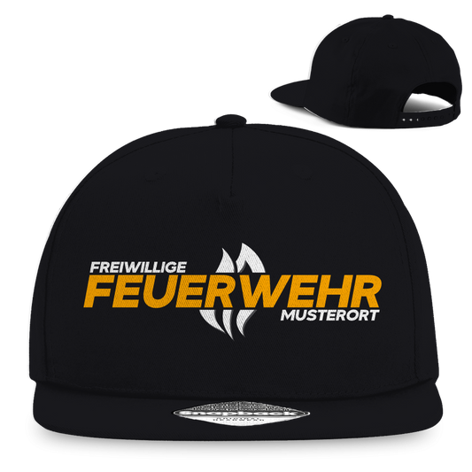 Snapback Rapper Cap - Flamme Freiwillige Feuerwehr Gelb [Personalisierbar]