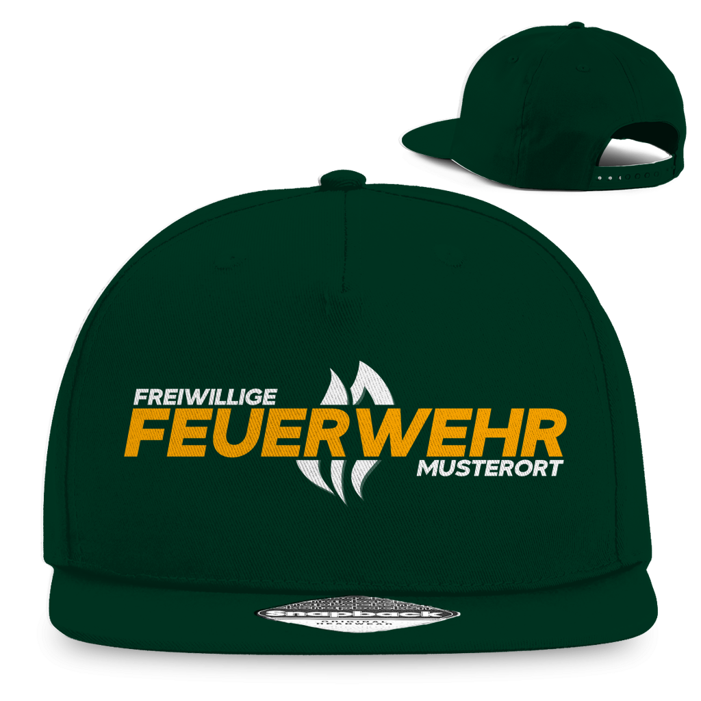 Snapback Rapper Cap - Flamme Freiwillige Feuerwehr Gelb [Personalisierbar]